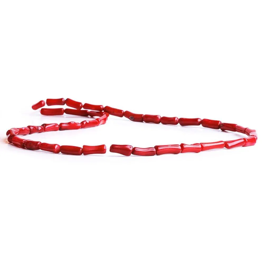 10x3mm Red Bamboo Coral Beads, 14 inch