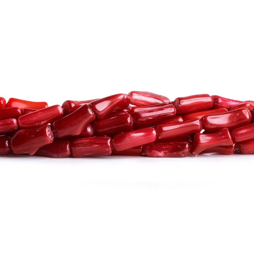 10x3mm Red Bamboo Coral Beads, 14 inch