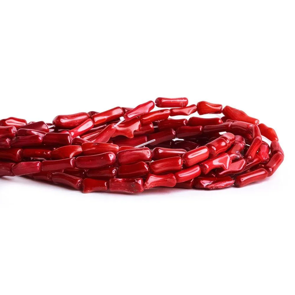 10x3mm Red Bamboo Coral Beads, 14 inch