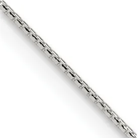 1.1mm Sterling Silver Diamond Cut Solid Round Box Chain Necklace