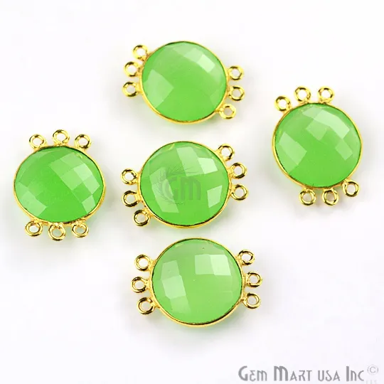 16mm Round 6 Bail Link Gold Bezel Gemstone Connector