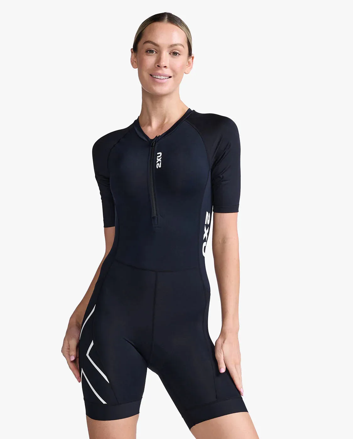 2XU Core Sleeved Trisuit Black/White