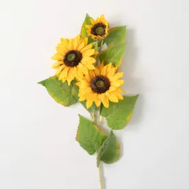 38"H Sullivans Yellow Triple Sunflower Spray, Yellow