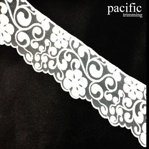 3" White Polyester Lace Trim: LA049392