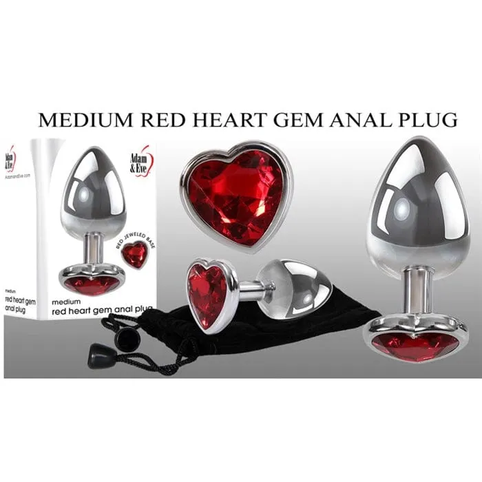 Adam & Eve Medium Red Heart Gem Anal Plug