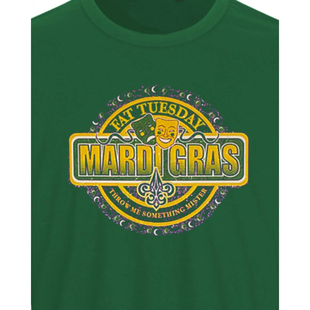 Adult Mardi Gras Fat Tuesday Green Long Sleeve Tee-shirt