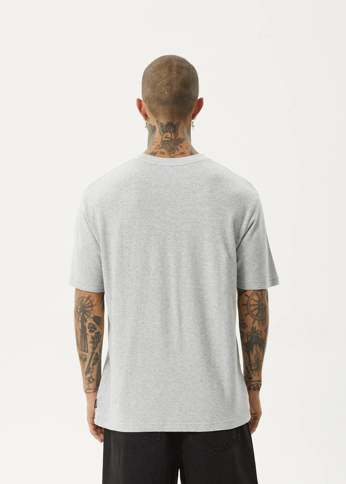 AFENDS Mens Screwed - Retro Fit Tee - Shadow Grey Marle