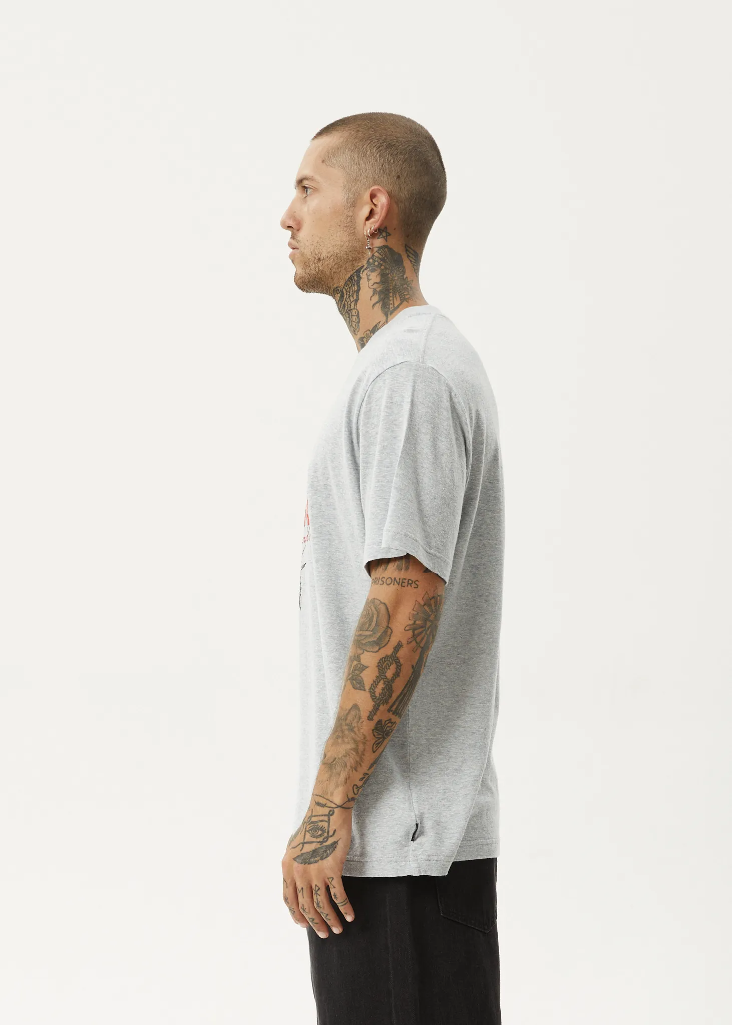 AFENDS Mens Screwed - Retro Fit Tee - Shadow Grey Marle