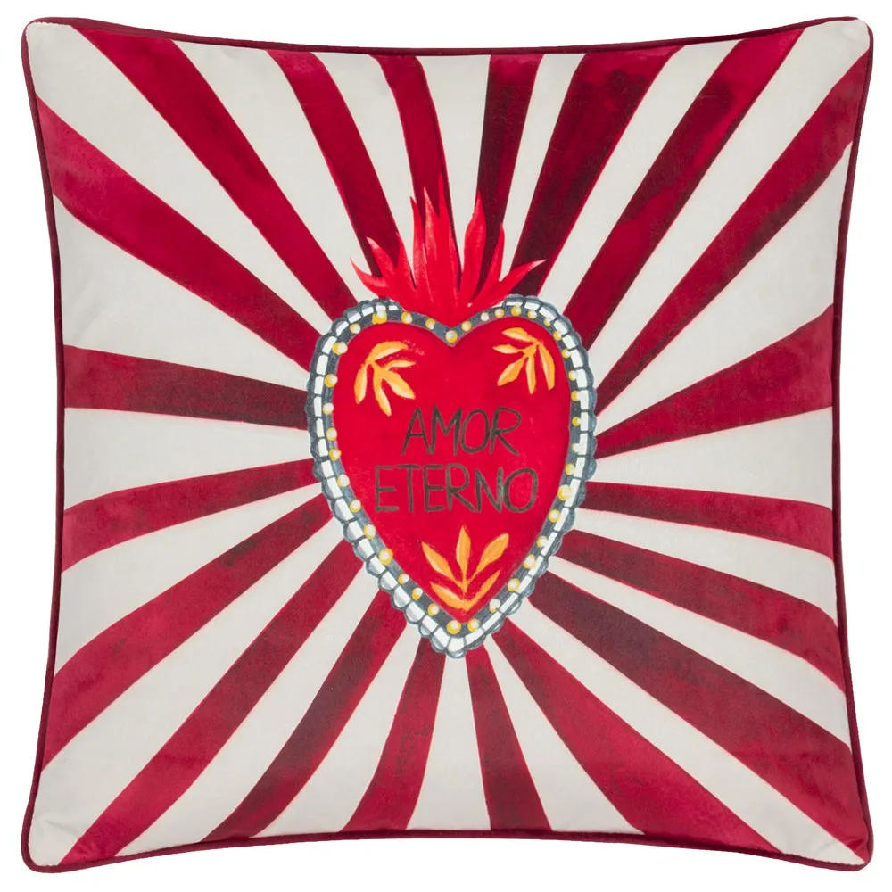 Amor Eterno Velvet Piped Cushion Red