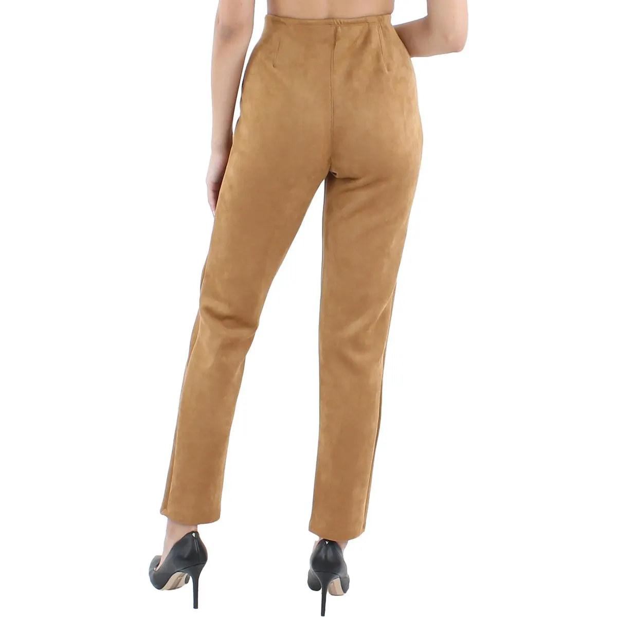 &BASICS Womens High Waist Suede Straight Leg Pants