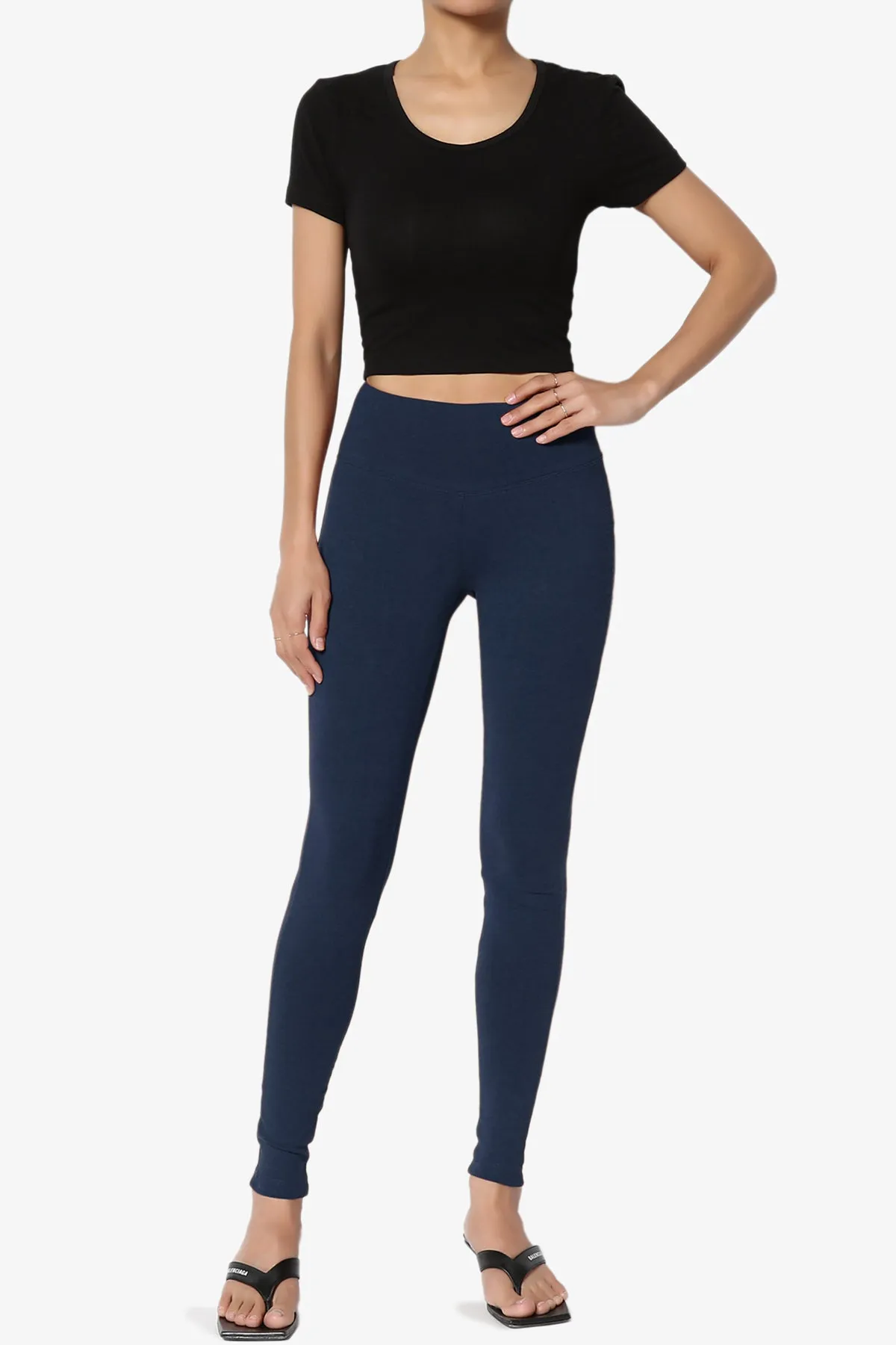 Ansley Cotton Wide Waistband Ankle Leggings MORE COLORS