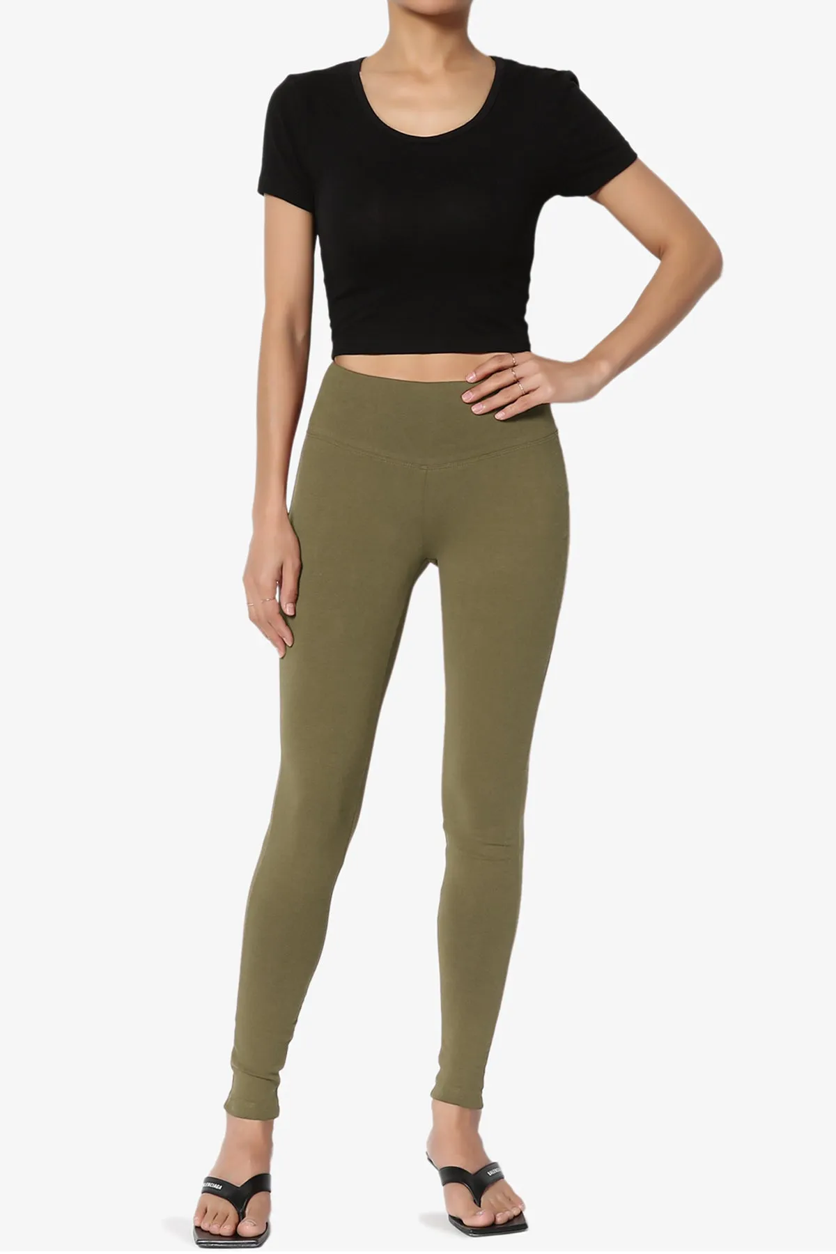 Ansley Cotton Wide Waistband Ankle Leggings MORE COLORS