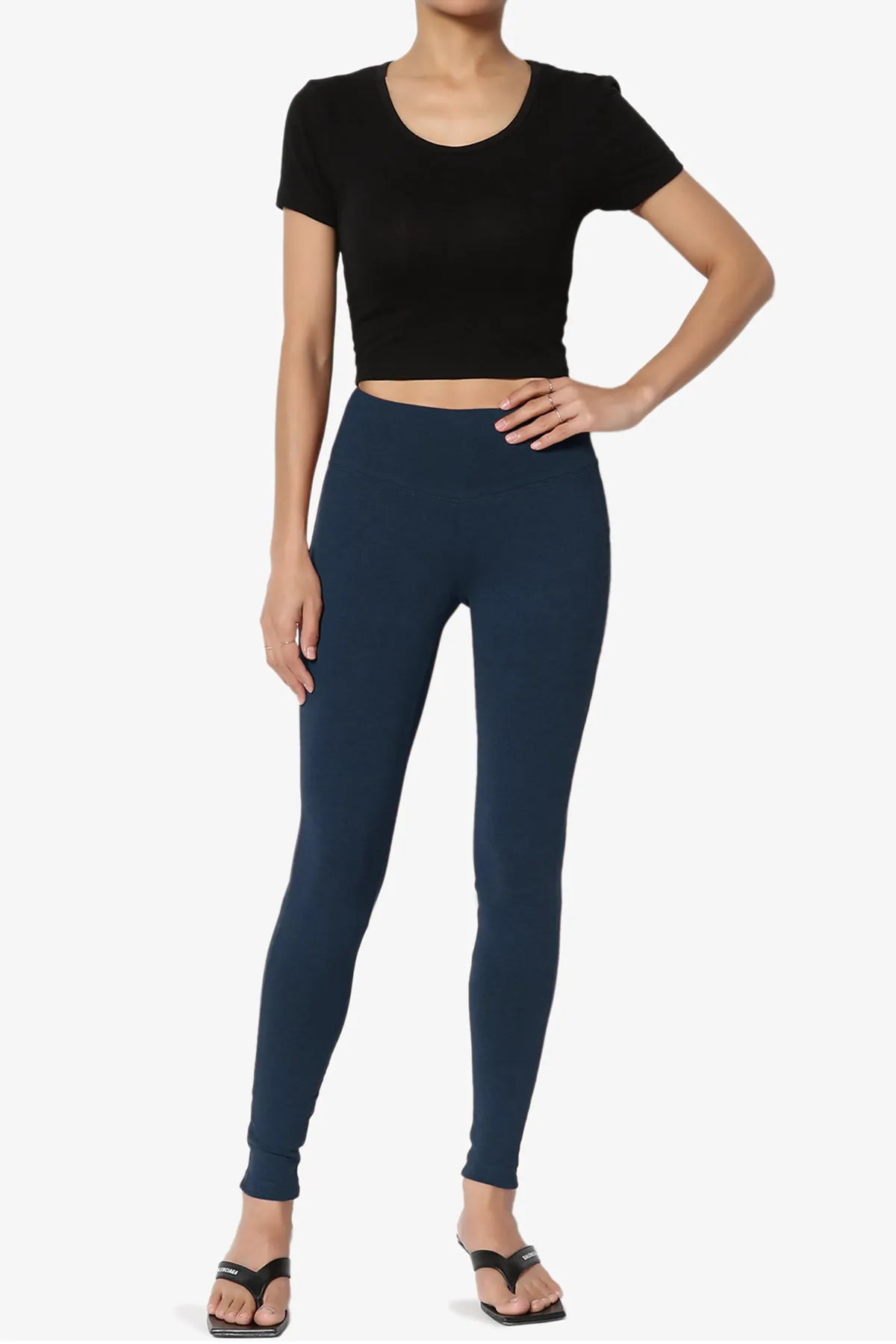 Ansley Cotton Wide Waistband Ankle Leggings MORE COLORS