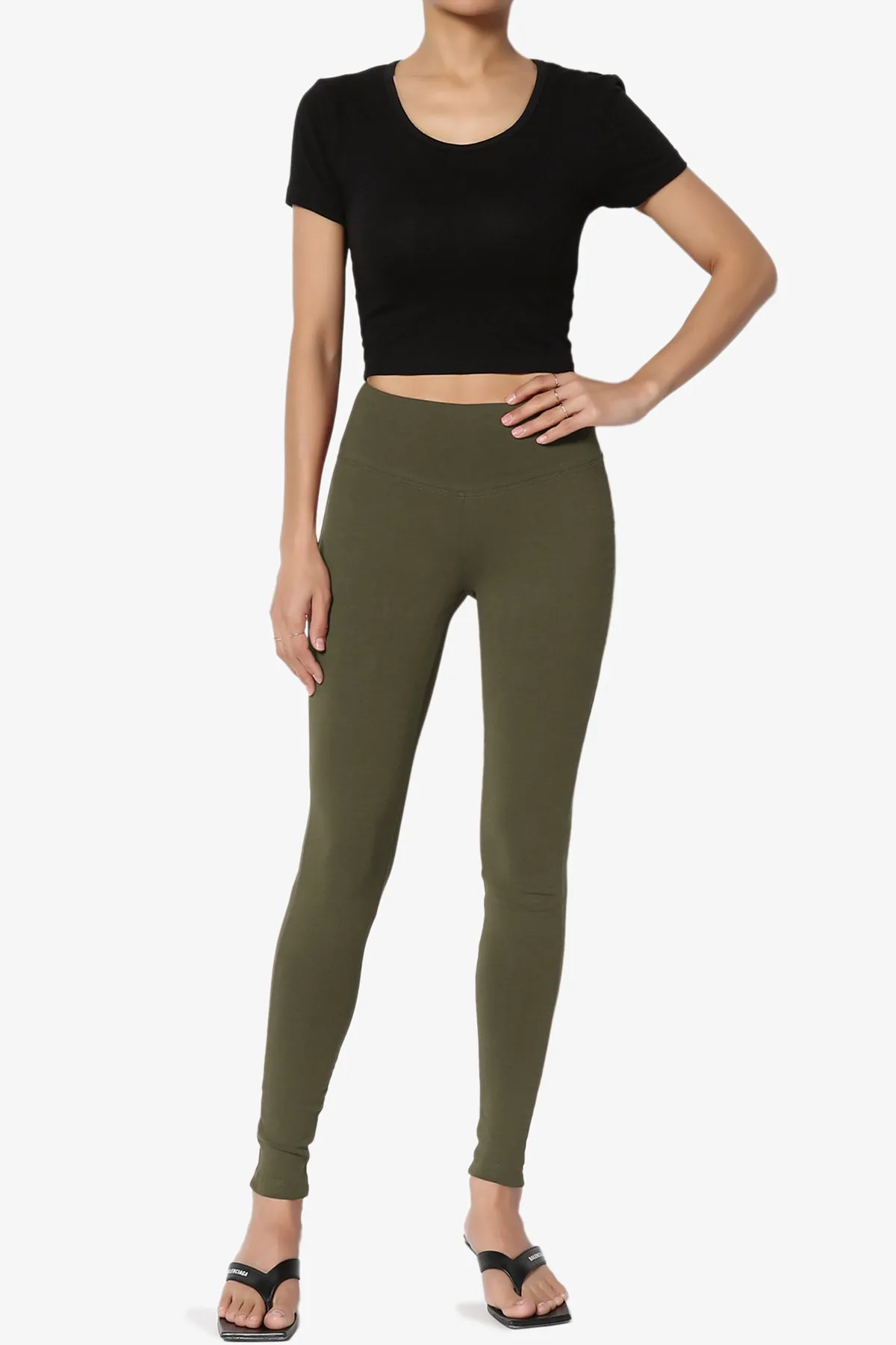 Ansley Cotton Wide Waistband Ankle Leggings PLUS MORE COLORS