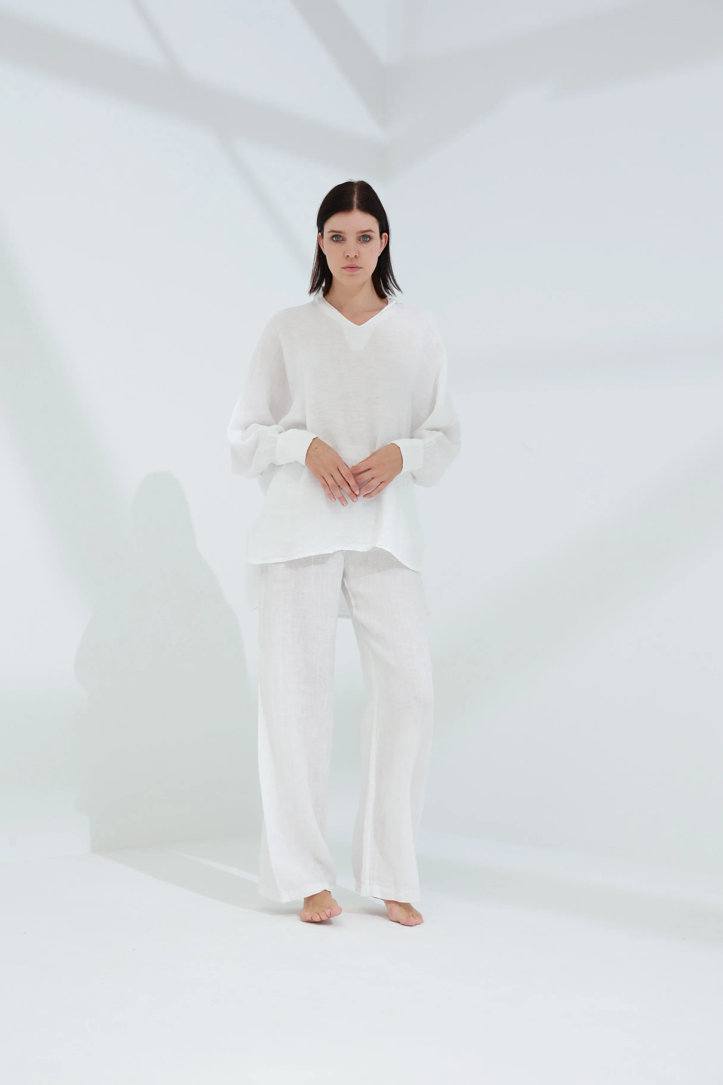 Armonia Straight Leg Linen Pants Blanco