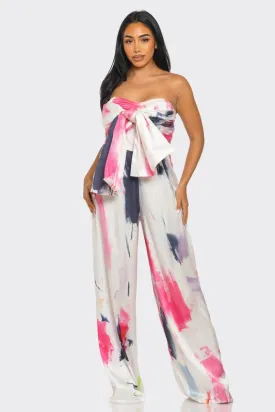 Athina Abstract Elegance Printed Wide Leg Jumpsuit