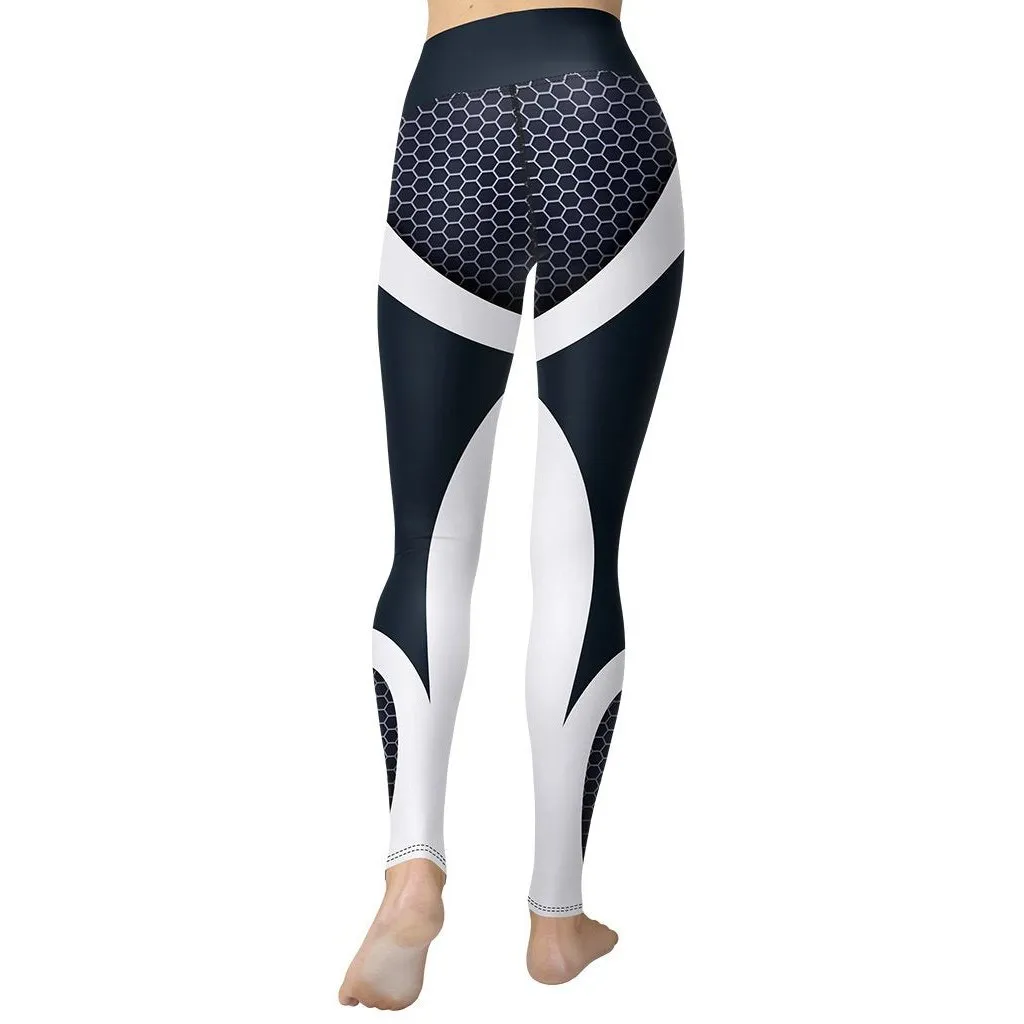 Beehive Geometric Yoga Leggings Navy Blue