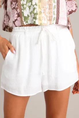 Behind Closed Doors White Drawstring Shorts