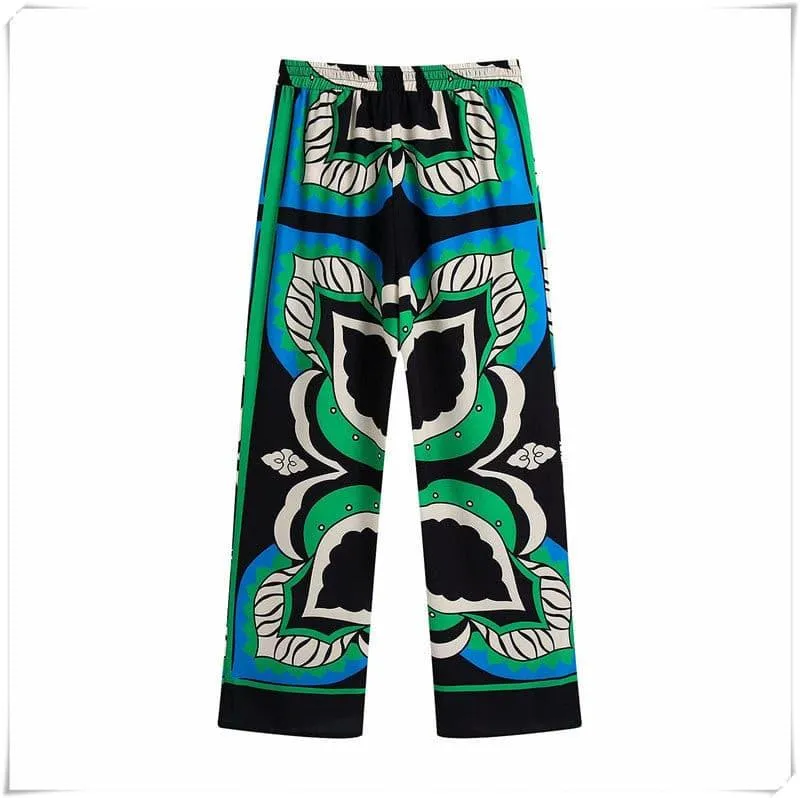 Bermuda print long loose pants