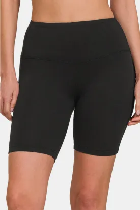 Biker Shorts Yoga Band Black - Buttery soft by Zenana