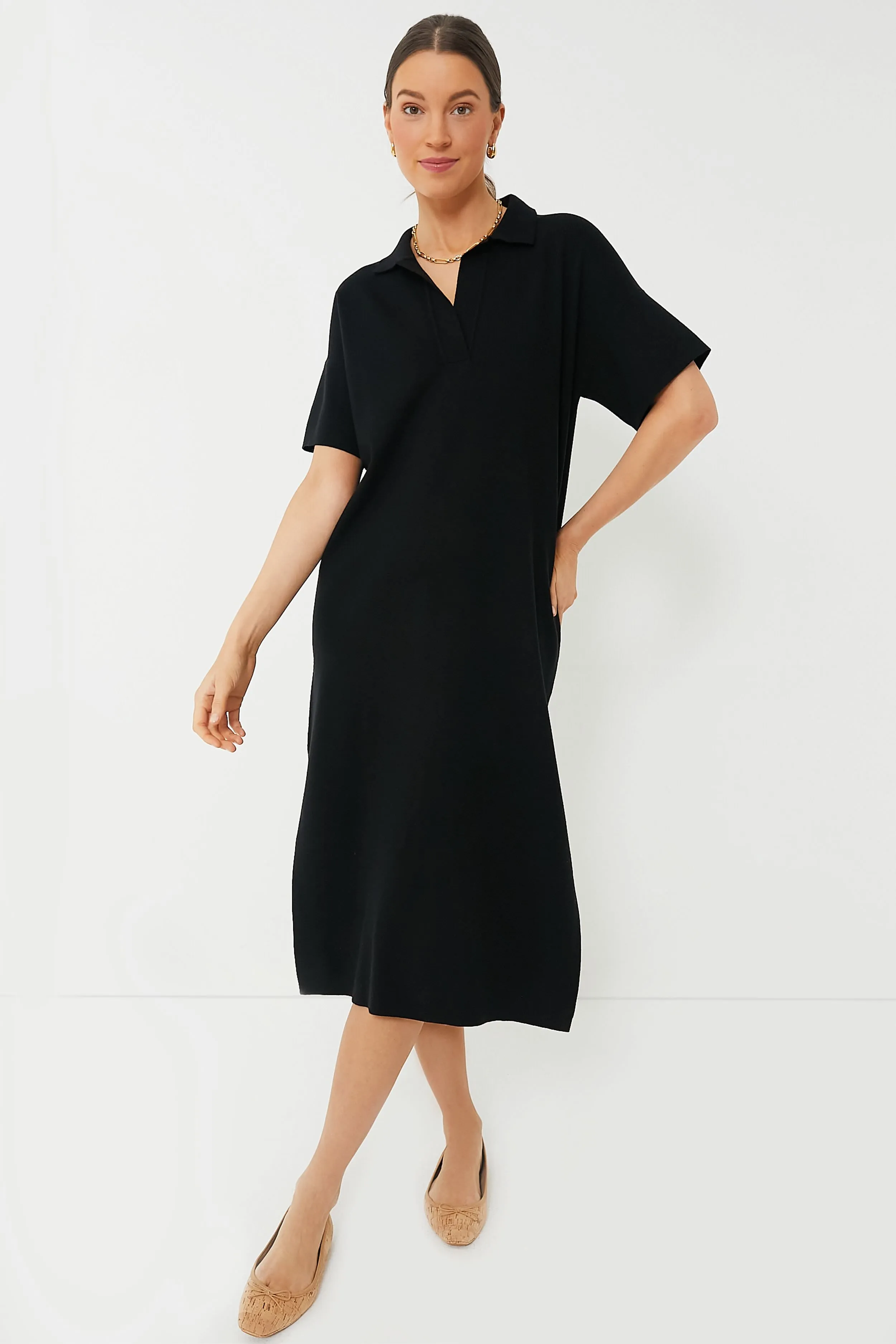 Black Channing Polo Midi Dress