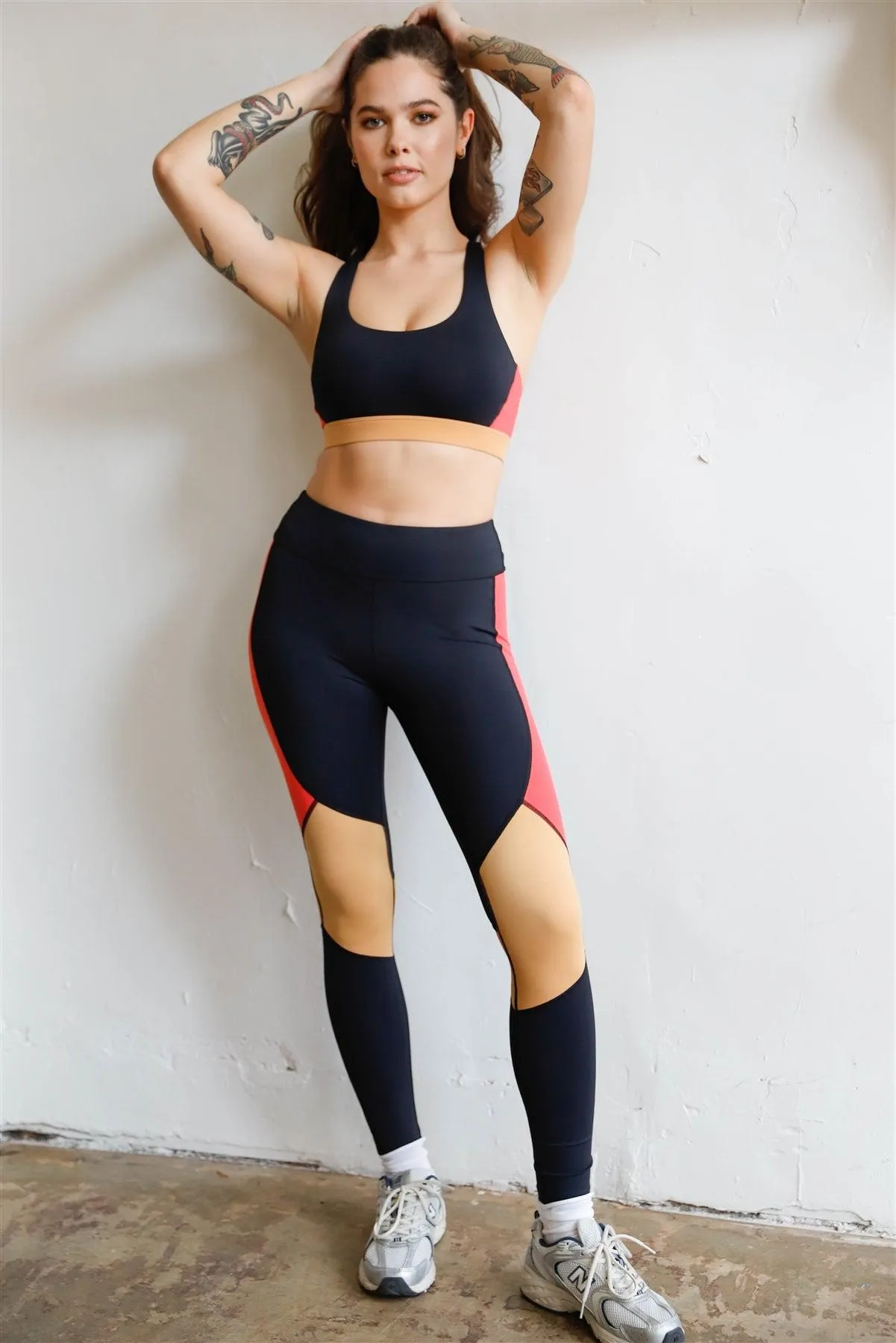 Black Colorblock High Waist Active Yoga Legging /1-3