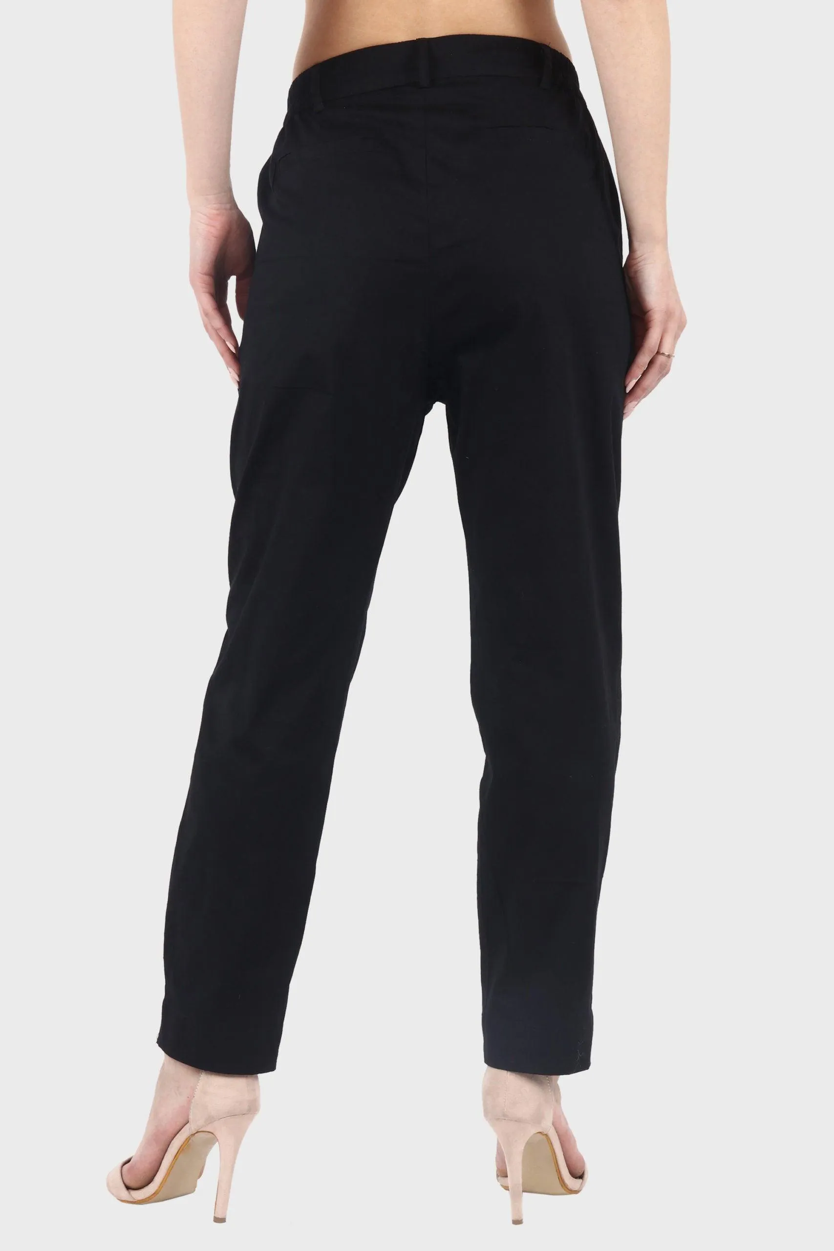 Black Solid Formal Pants