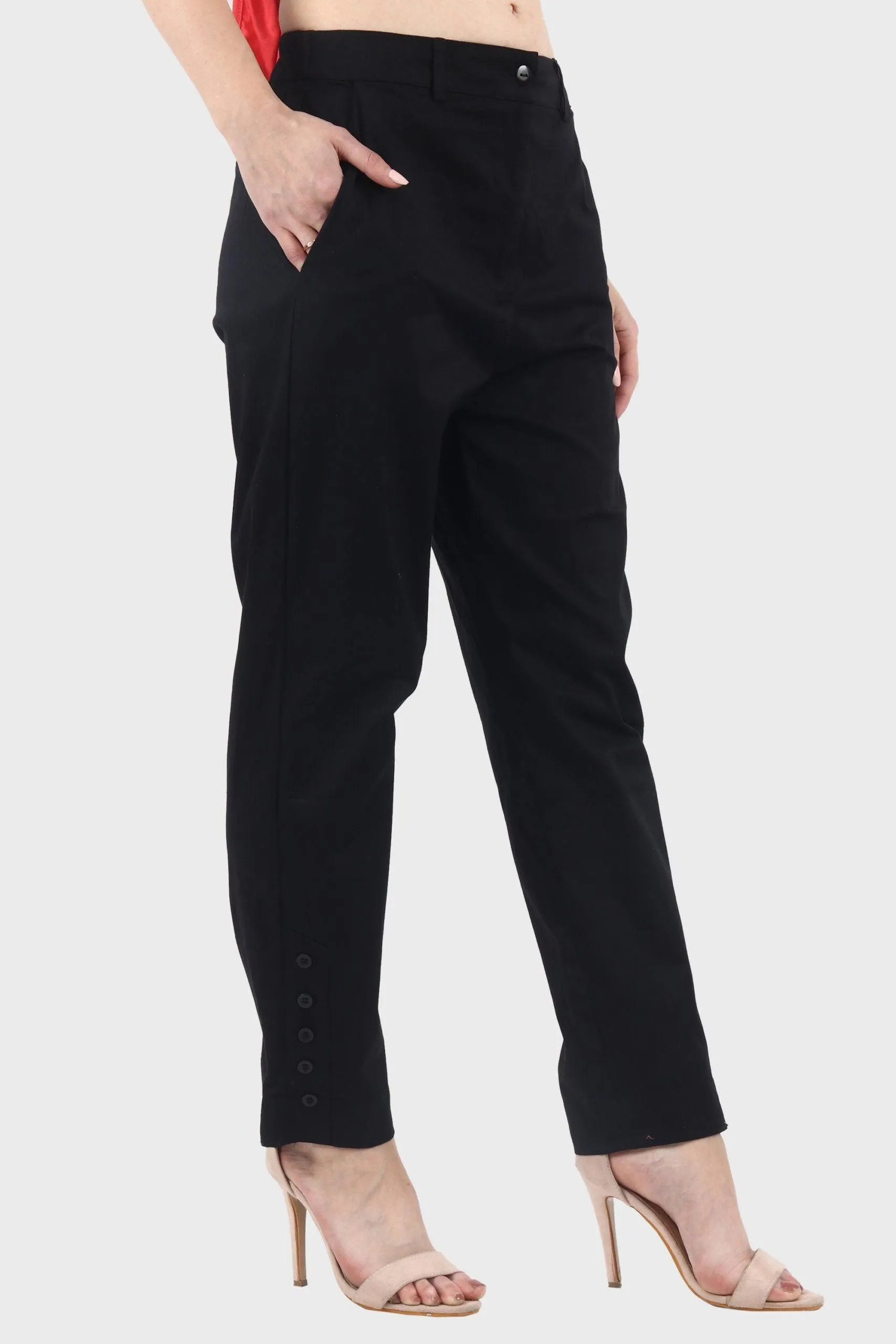 Black Solid Formal Pants