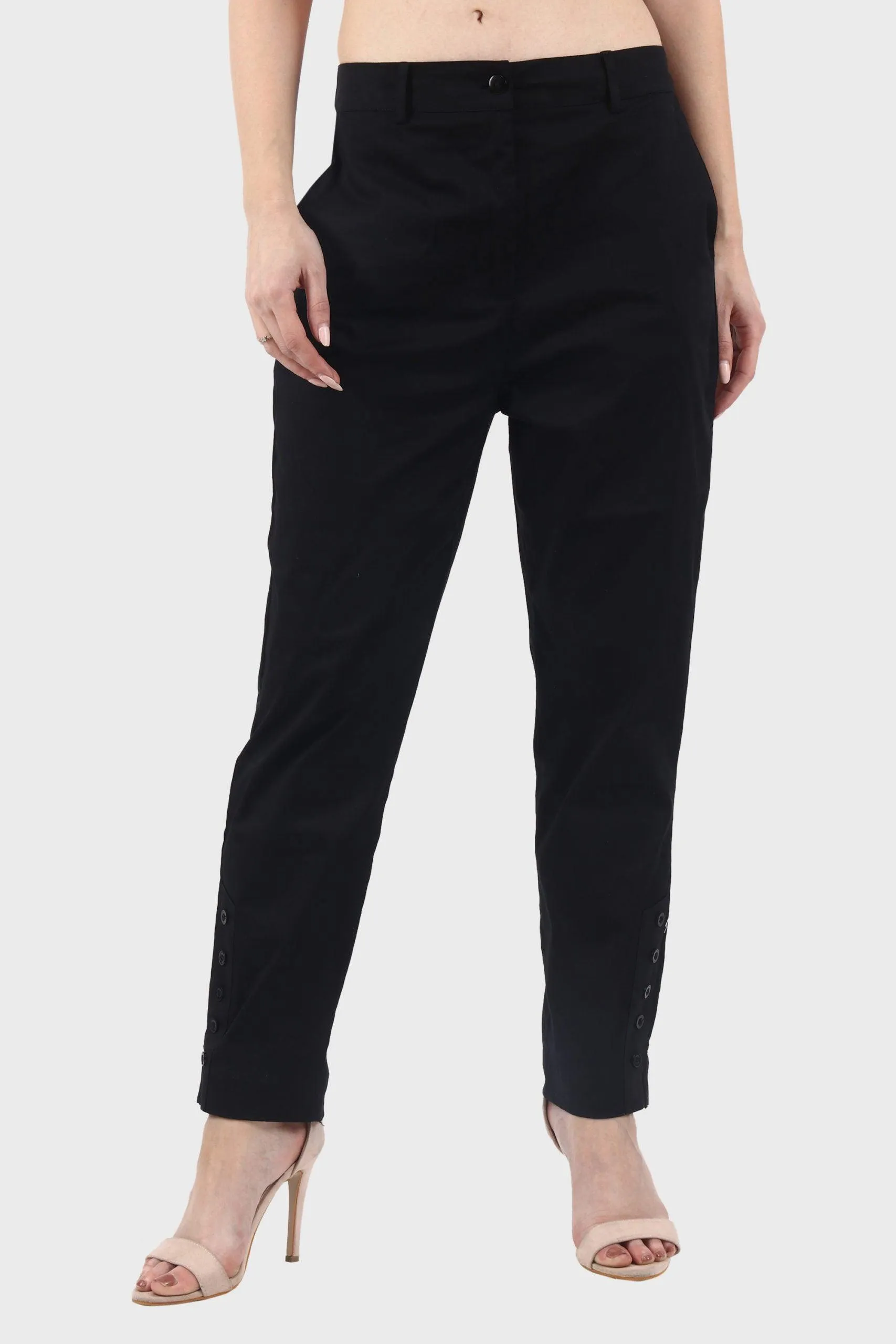 Black Solid Formal Pants