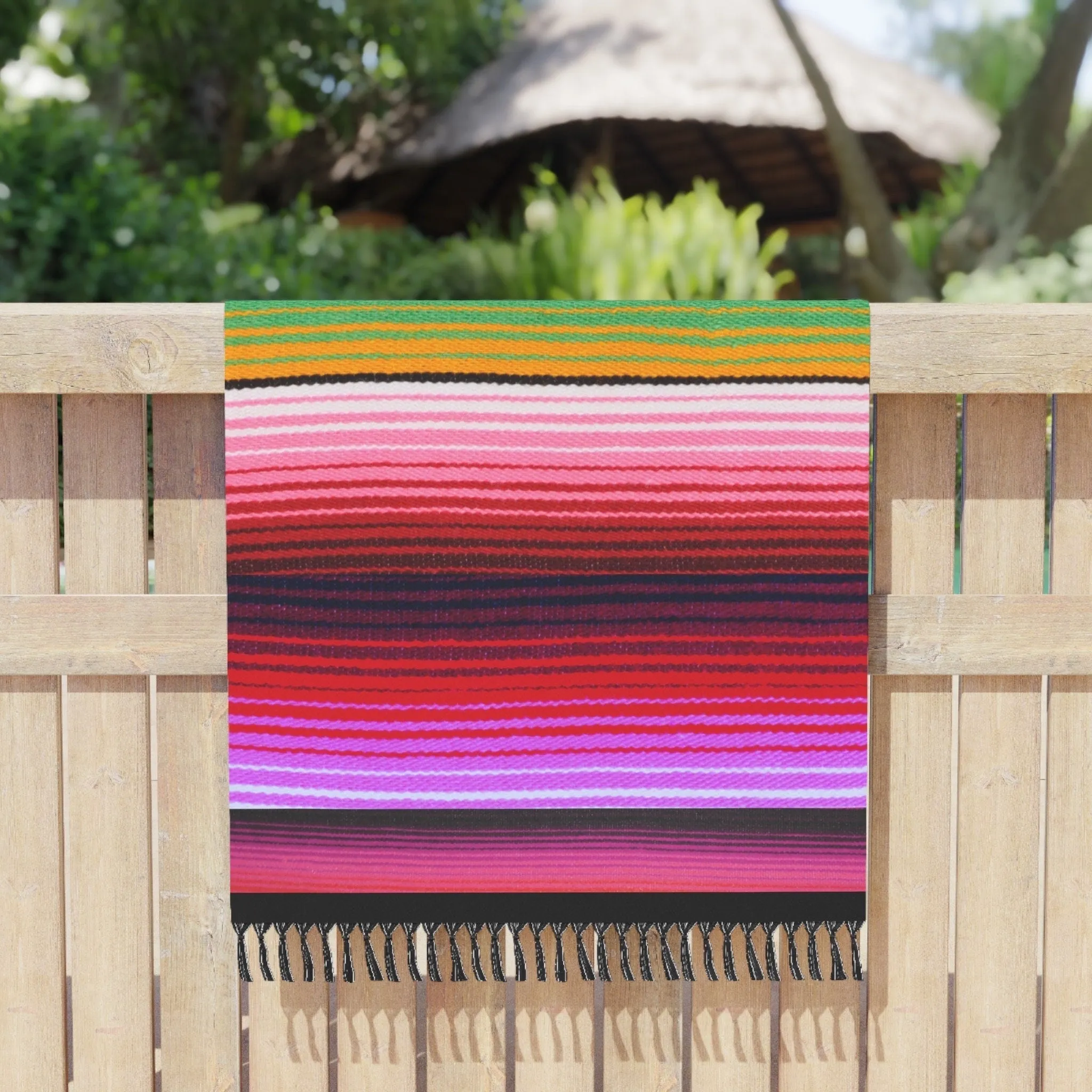 Boho beach blanket fringed wrap pool towel cover-up XL 6.5 ft black Bamba floral Serape  stripes or pearl   cabana stripes