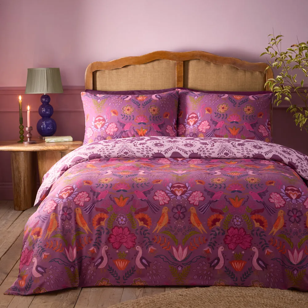 Broderie Floral Reversible Duvet Cover Set Damson