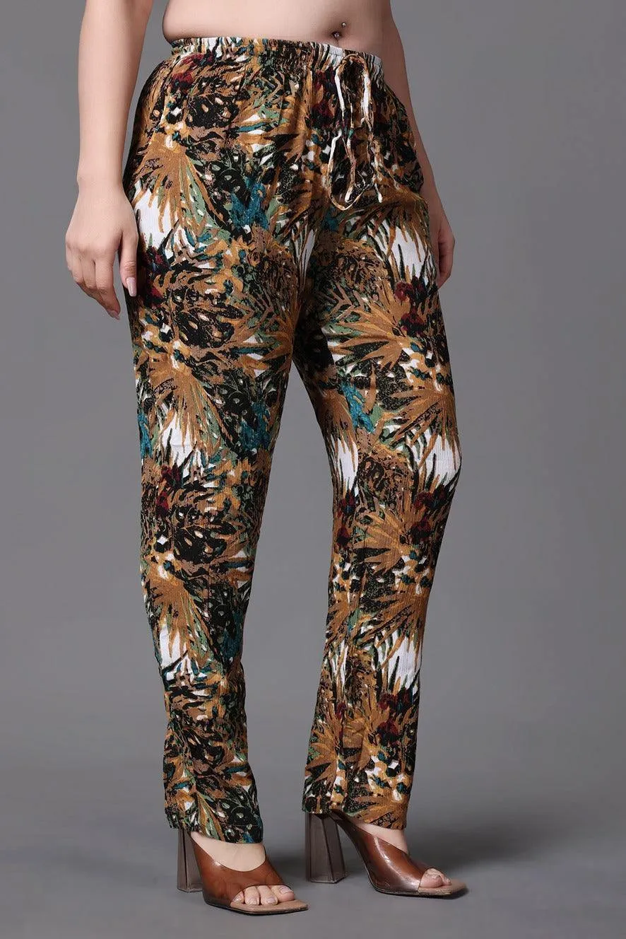 Brown Jungle Printed Pants