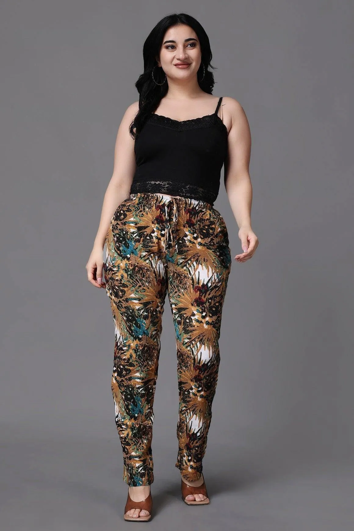 Brown Jungle Printed Pants