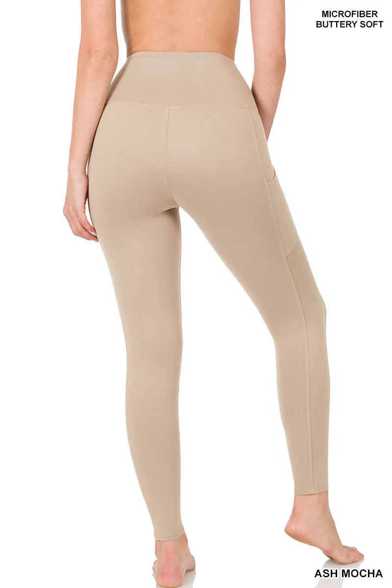 Brushed Microfiber Leggings with Pockets (Available in Two Colors Sm-XL)