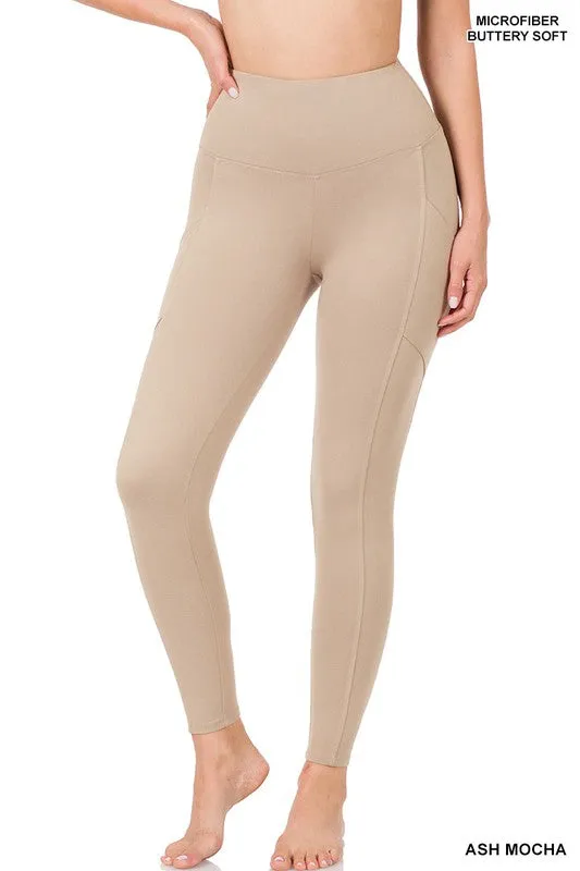 Brushed Microfiber Leggings with Pockets (Available in Two Colors Sm-XL)