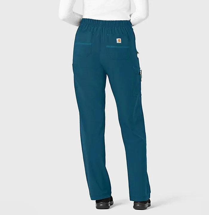 Carhartt Women's Force® Cross-Flex Utility Boot Cut Cargo Scrub Pant_Caribbean Blue