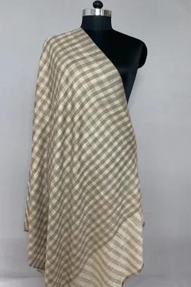 Caria Parchment Check And Strips Shawl