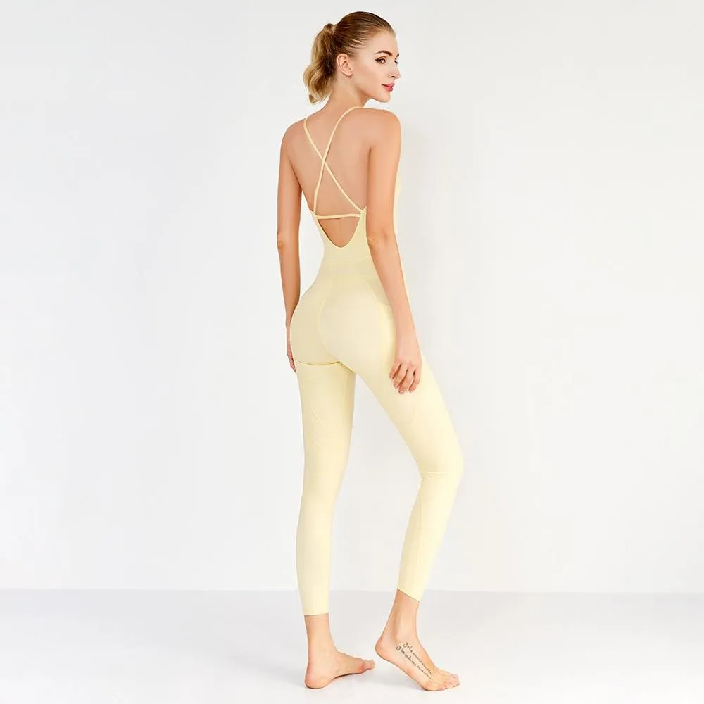 Chandra One Piece Yoga & Fitness Bodysuit With Pockets