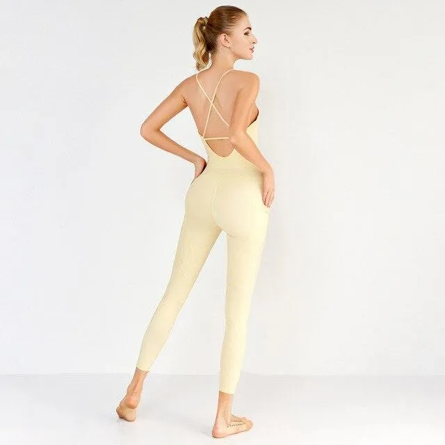 Chandra One Piece Yoga & Fitness Bodysuit With Pockets