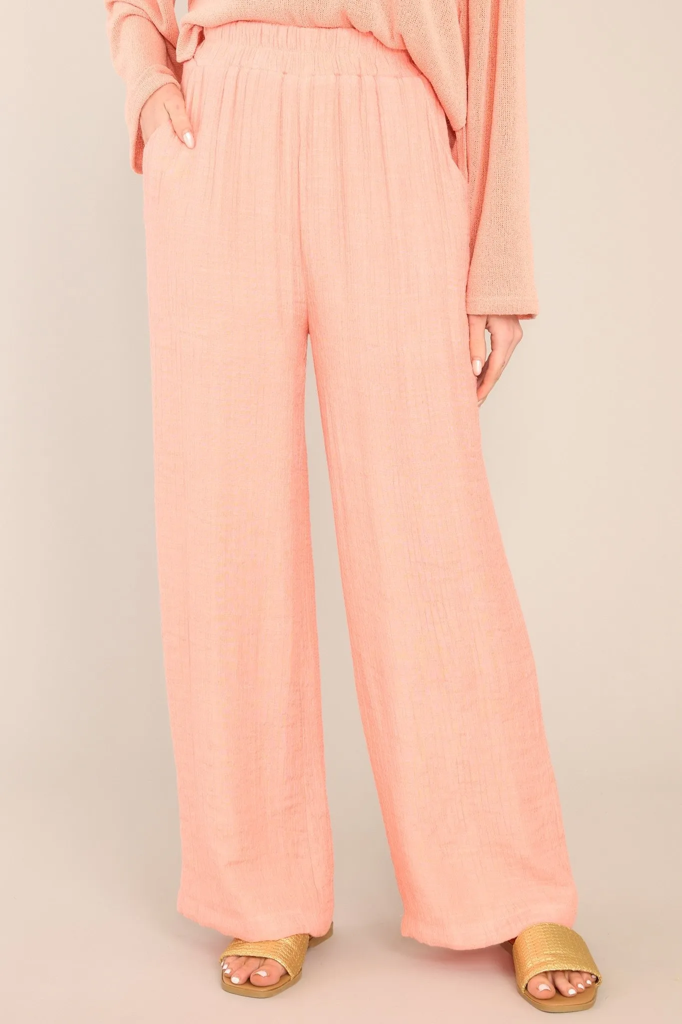 Cherish the Journey Peach Orange Gauze Pants