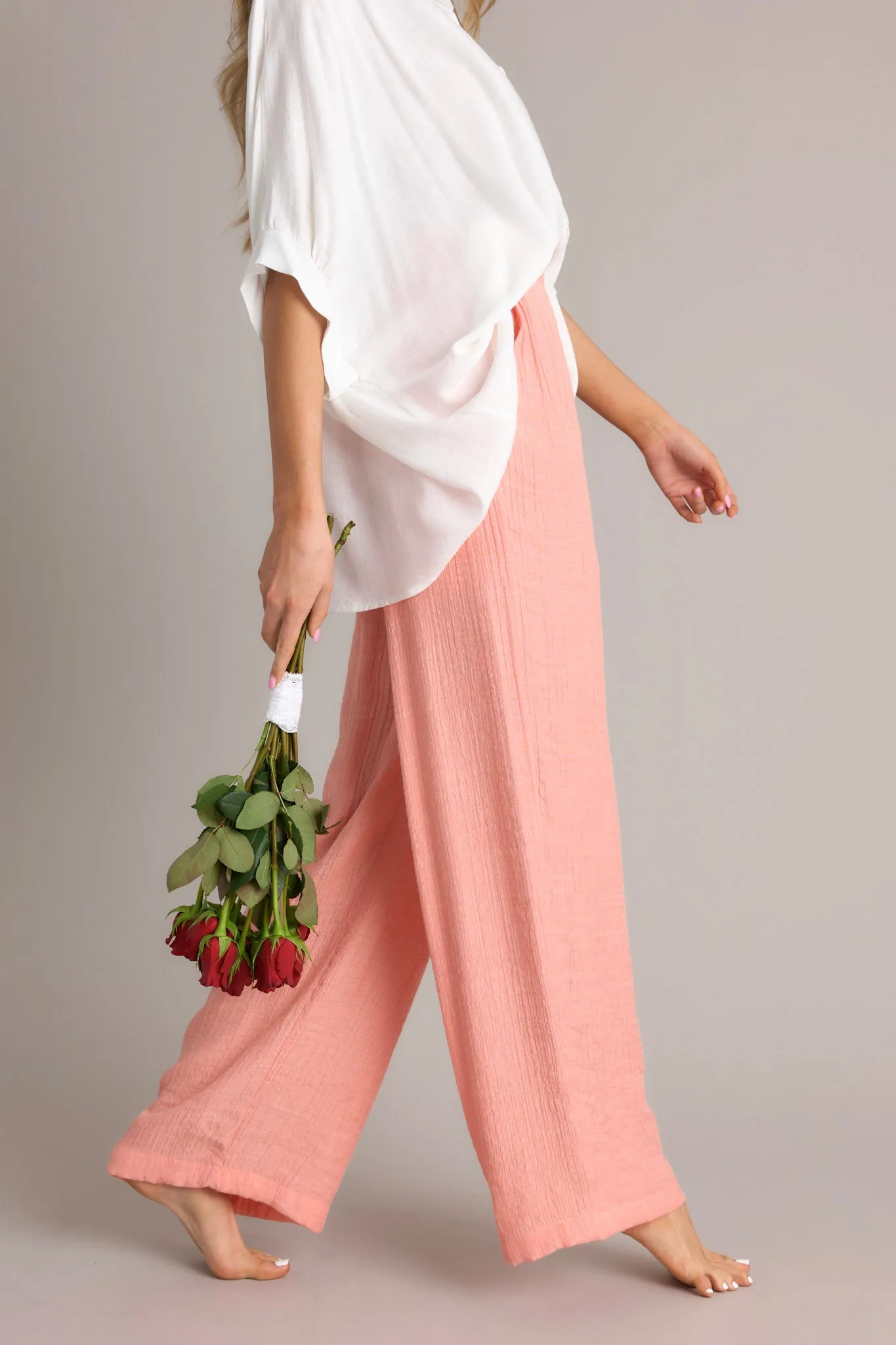 Cherish the Journey Peach Orange Gauze Pants