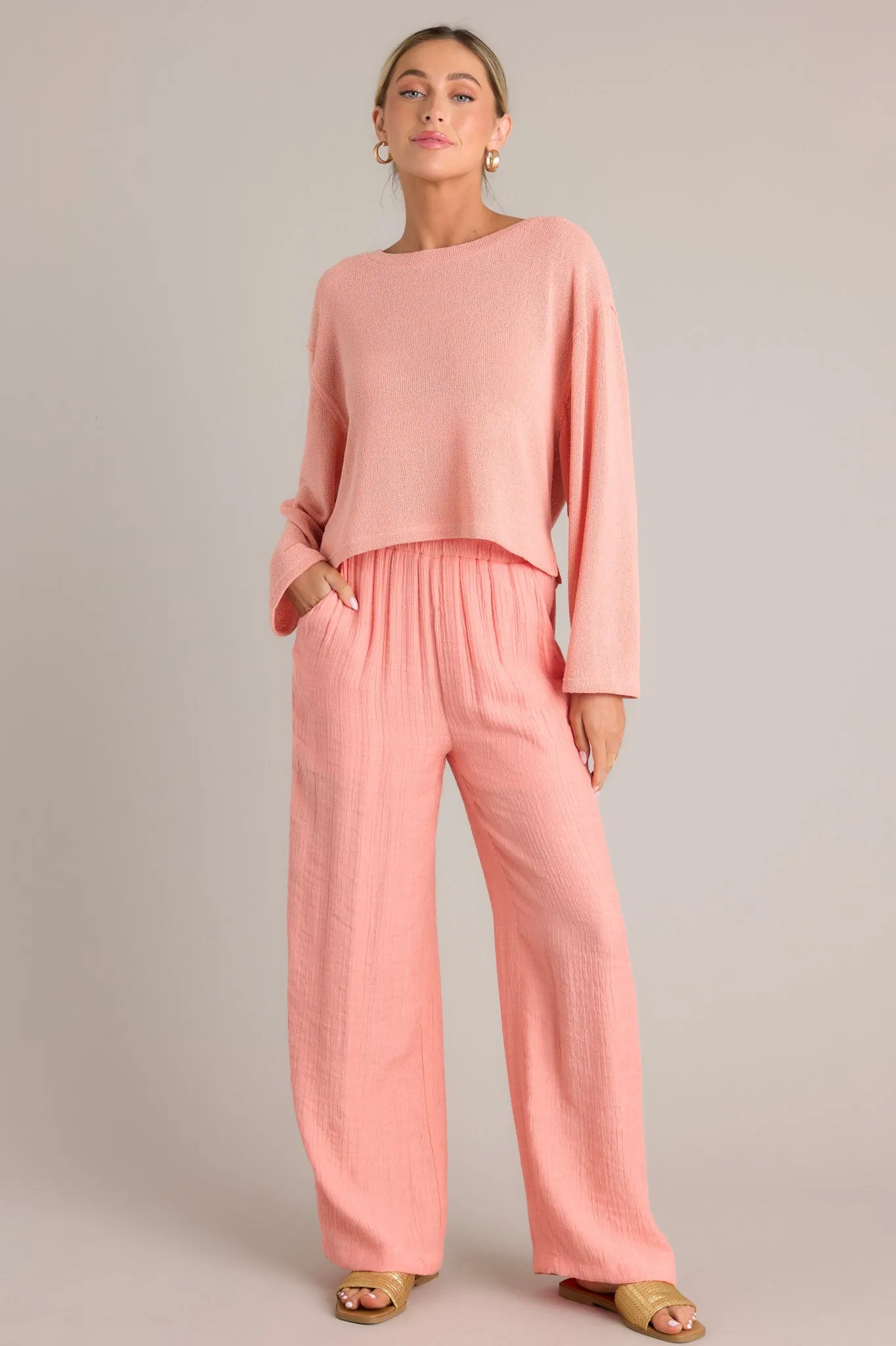 Cherish the Journey Peach Orange Gauze Pants