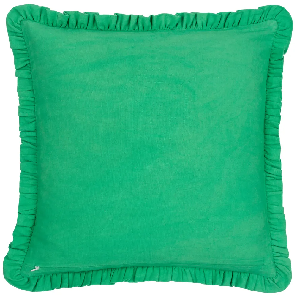 Clam Shells Frilled Cushion Green