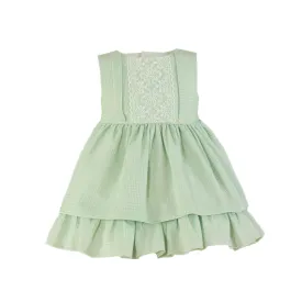 CLEARANCE SALE Miranda - Girls Green & Cream Dress 222V