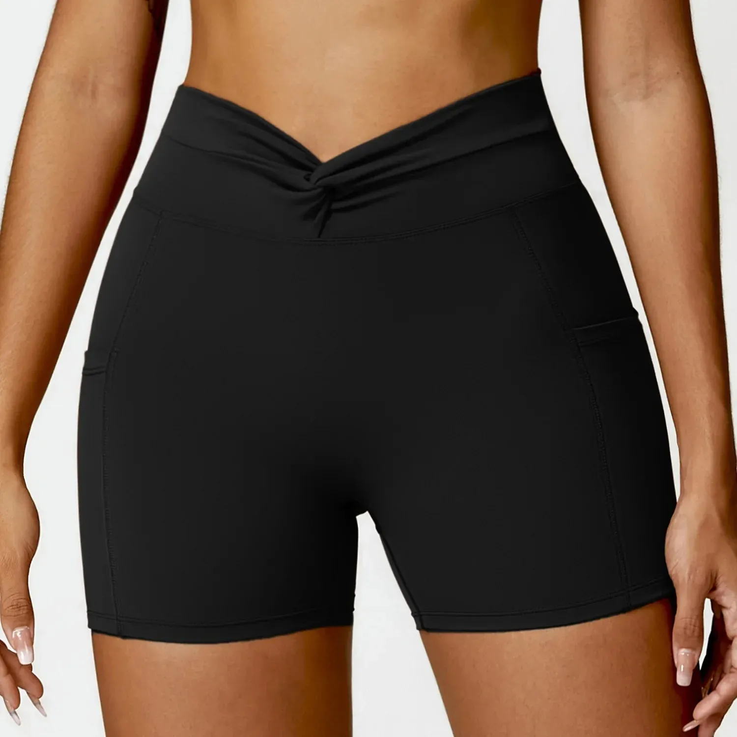 Cross Push Up Pockets Workout Female Yoga Clothes Sports Short