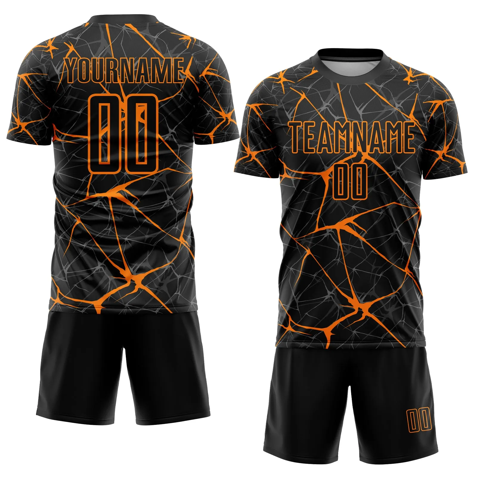 Custom Black Bay Orange Sublimation Soccer Uniform Jersey