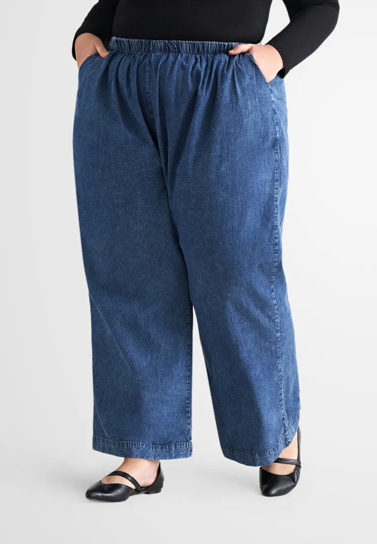 Daffea Denim Loose Fit Pants - Dark Blue