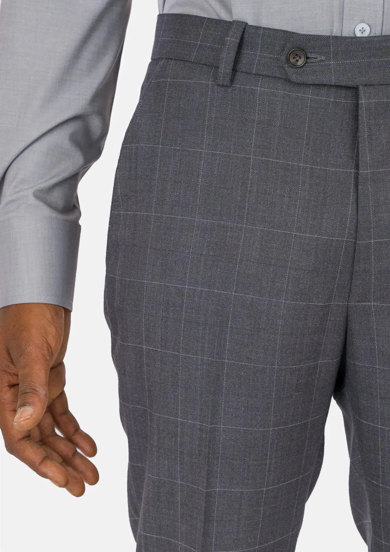 Dark Grey Windowpane Pants