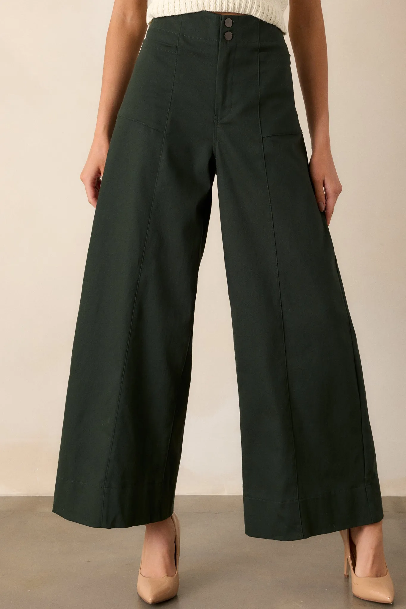 Daylight Glimmer Forest Green Wide Leg Pants