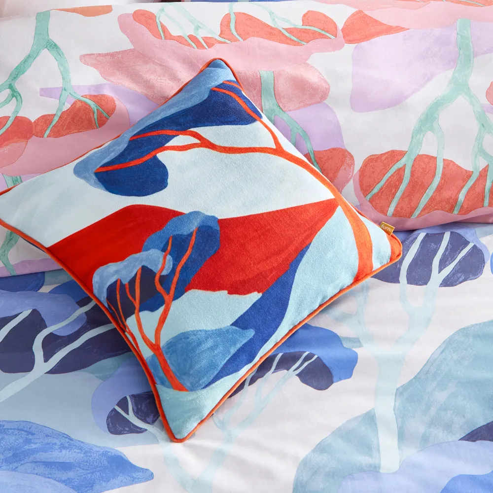 D'Azure Abstract Piped Cushion Multicolour